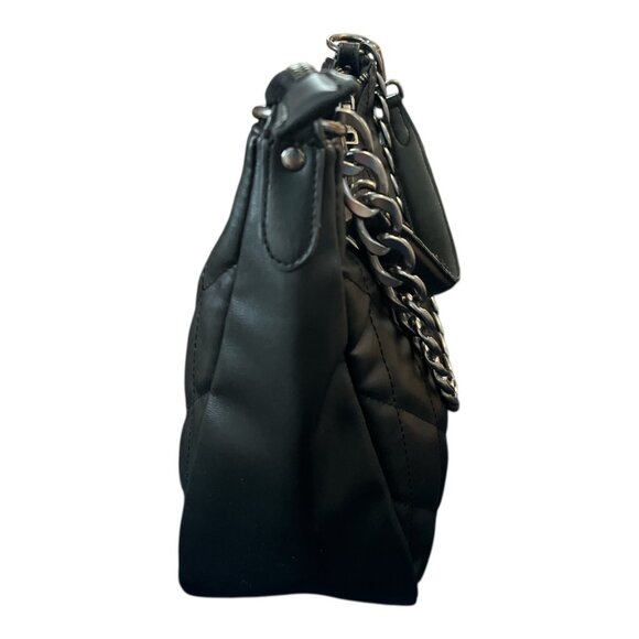 Steve Madden Quilted Black Shoulder Bag – Gunmetal Chain Strap - Picture 5 of 13